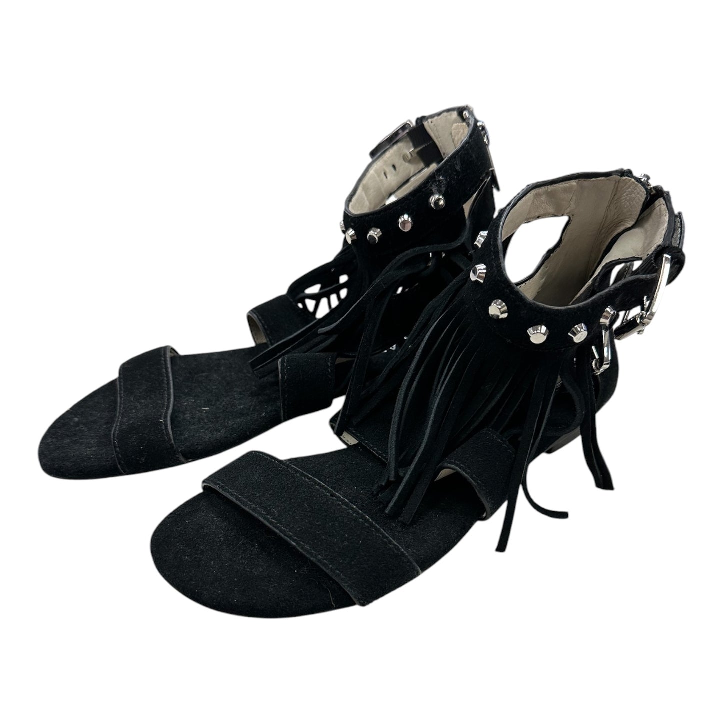 Sandals Flats By Michael By Michael Kors In Black & Silver, Size:6.5