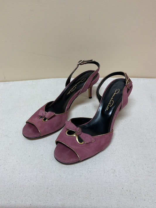 Sandals Luxury Designer By Oscar De La Renta In Pink, Size:5.5