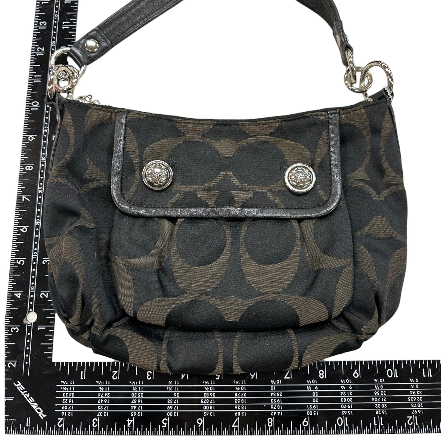 Handbag Designer By Coach In Black & Grey, Size:Small