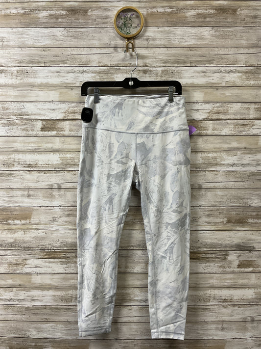 Athletic Leggings By Lululemon In Grey & White, Size:10