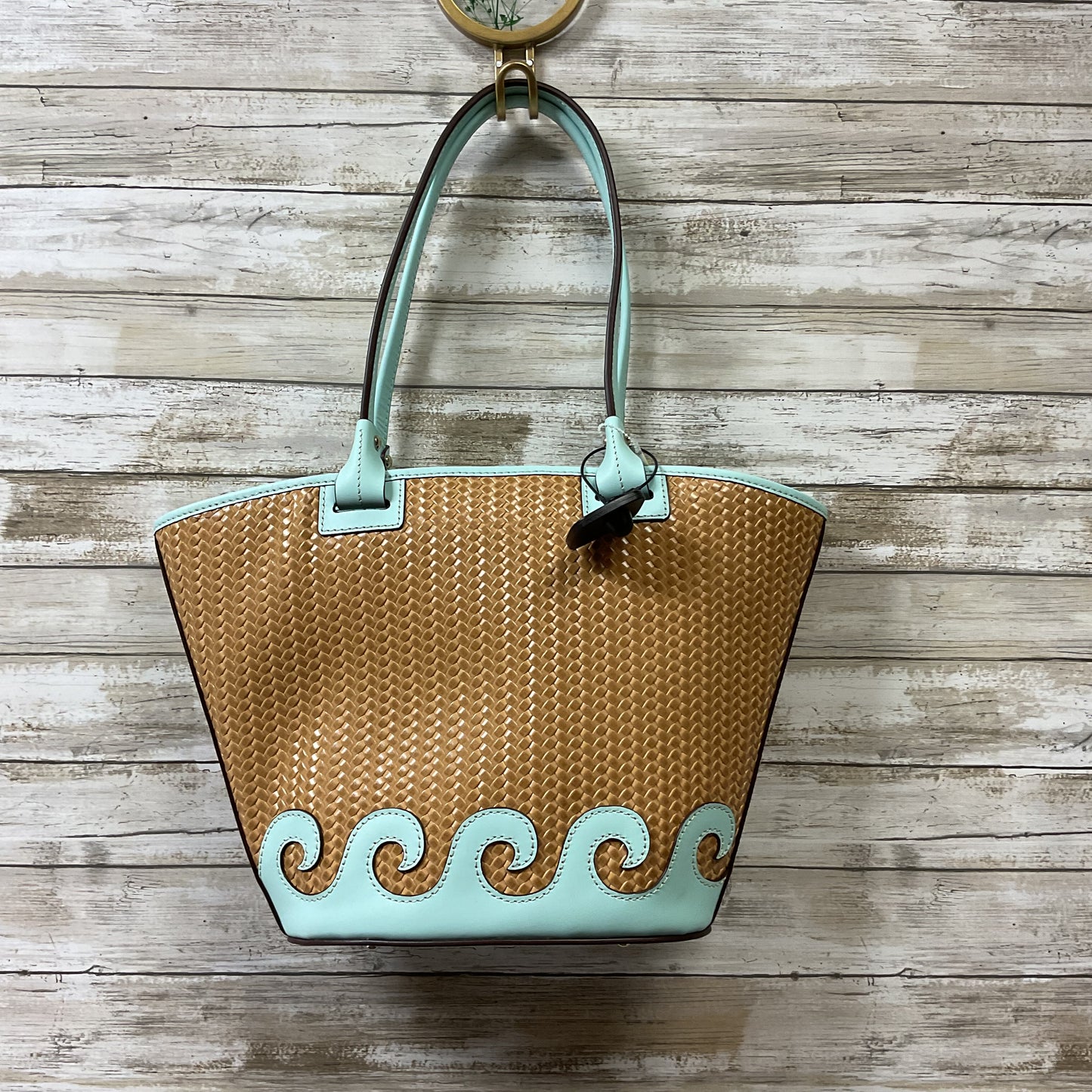Handbag Designer By Dooney And Bourke In Blue & Brown, Size:Medium