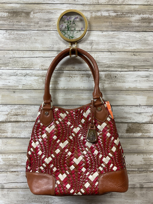 Handbag Leather By Cole-Haan In Brown & Red, Size:Medium