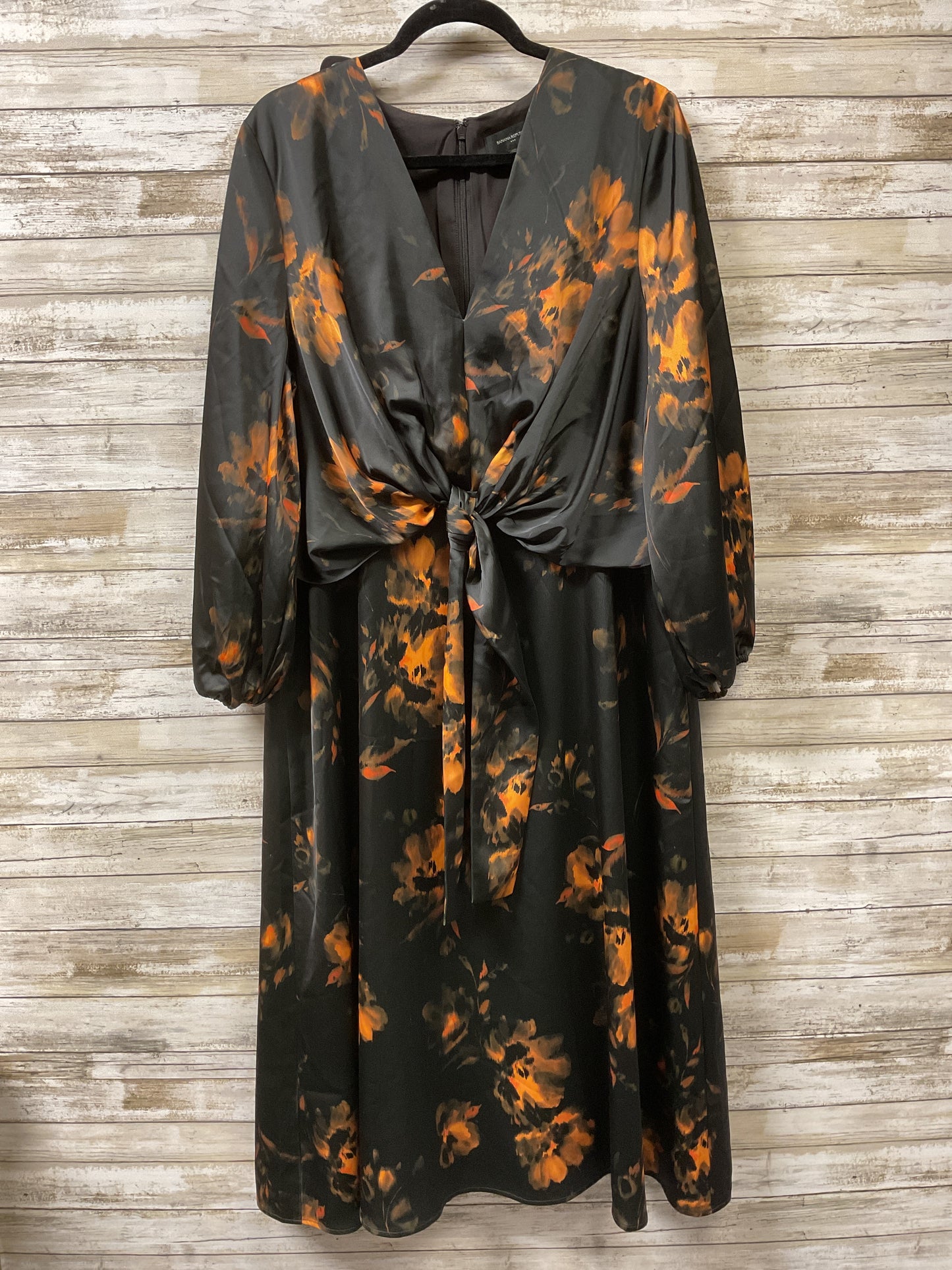 Dress Casual Midi By Banana Republic In Black & Orange, Size:Xl