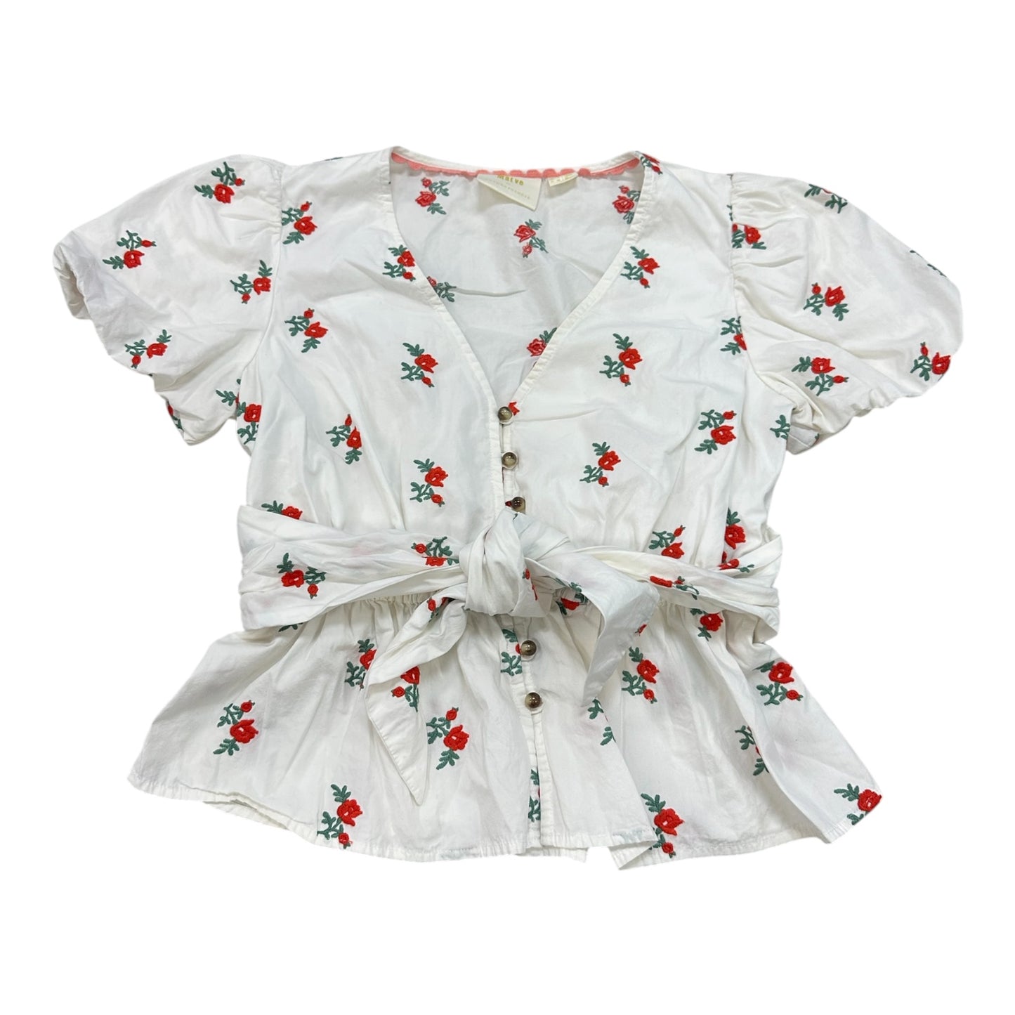 Blouse Ss By Maeve In Red & White, Size:S