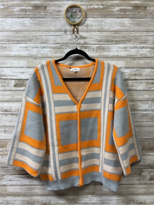 Sweater Cardigan By Cmc In Grey & Orange, Size:S