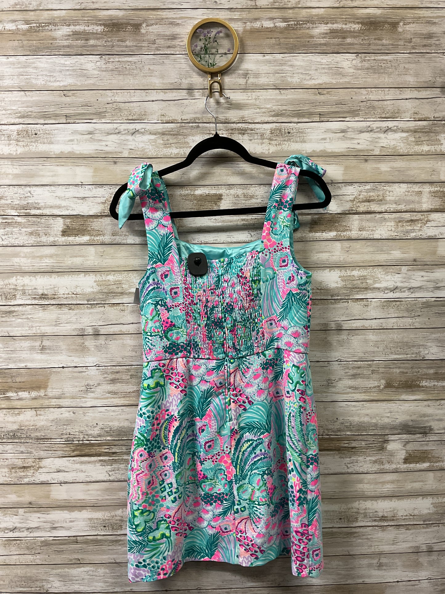 Romper Designer By Lilly Pulitzer In Green & Pink, Size:4