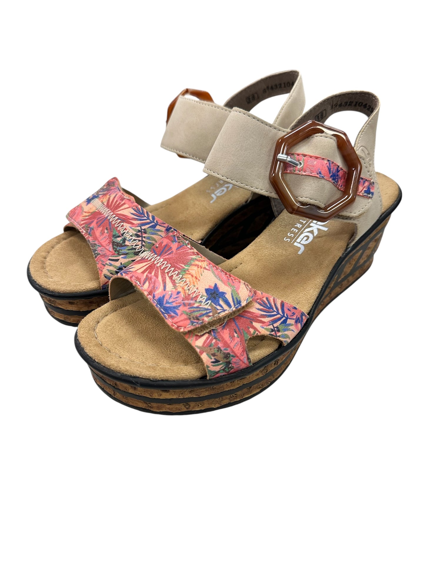 Sandals Heels Platform By Riekers In Floral Print, Size:7