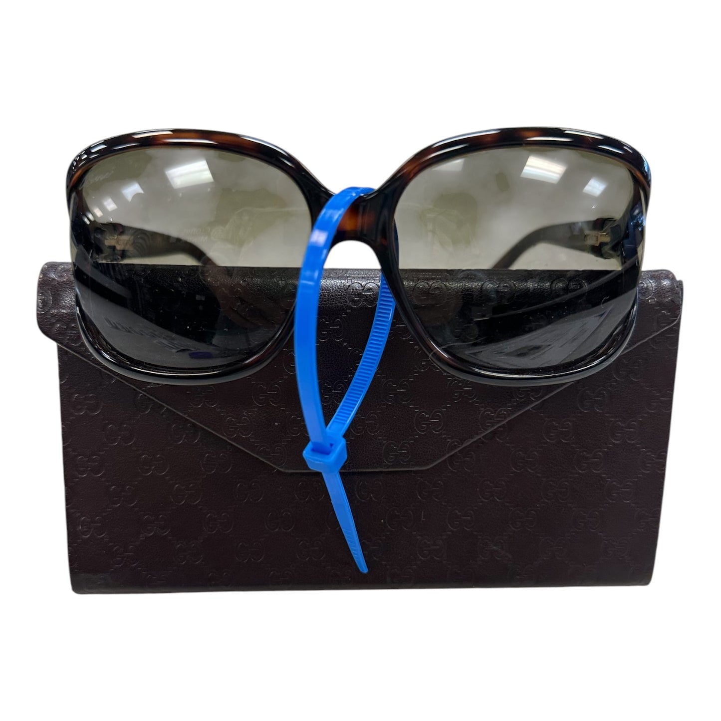 Sunglasses Luxury Designer By Gucci In Brown, Size: