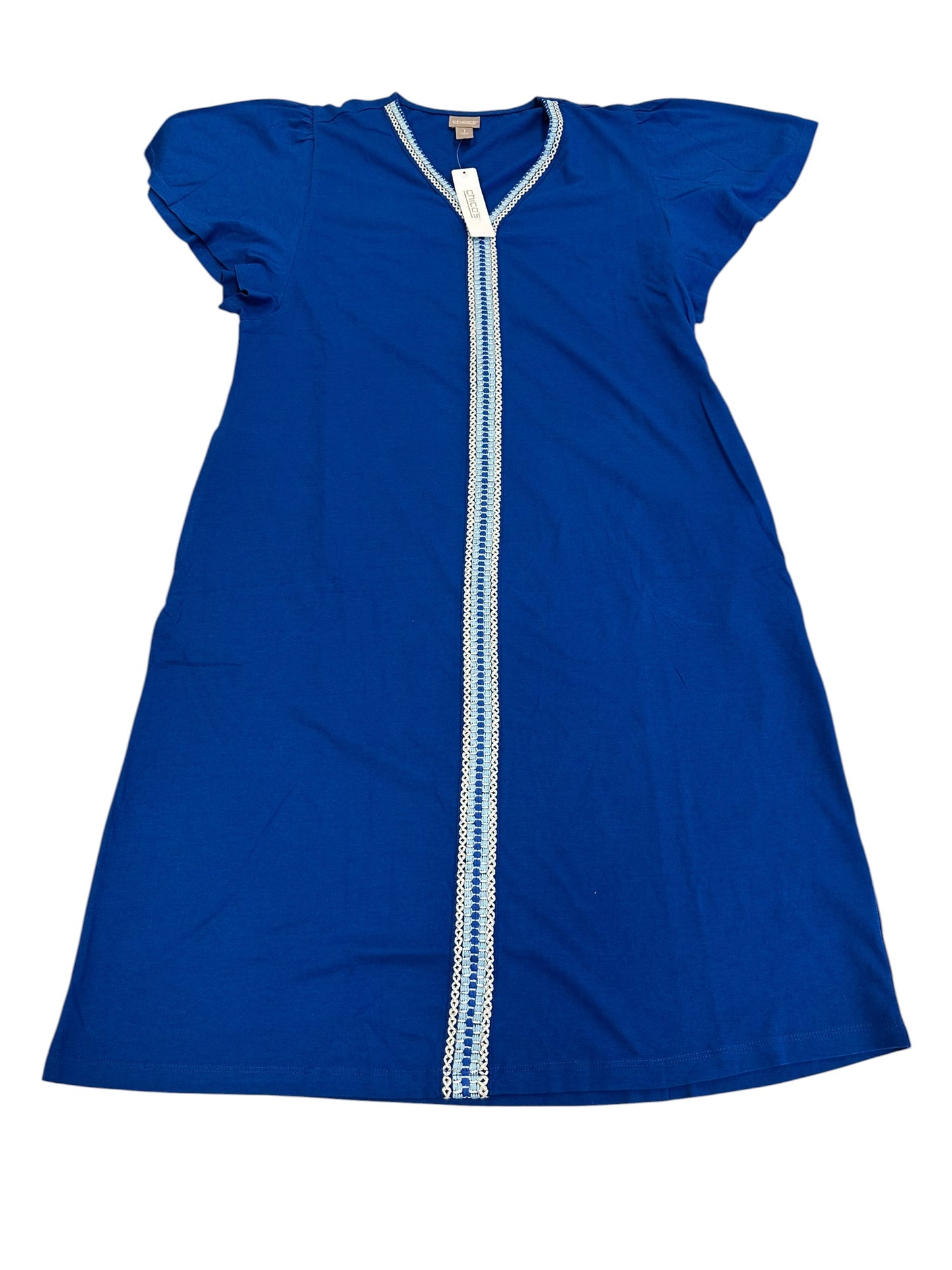 Dress Casual Midi By Chicos In Blue, Size:M