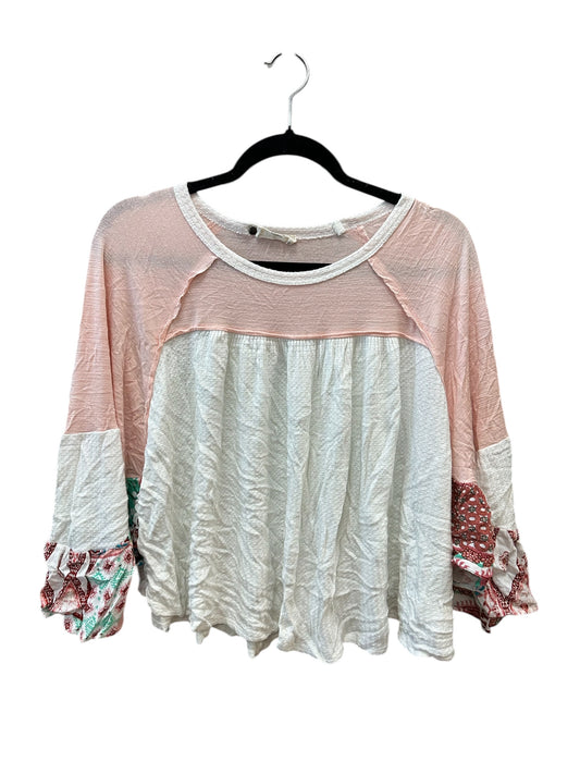 Top 3/4 Sleeve By Clothes Mentor In Pink & White, Size:S