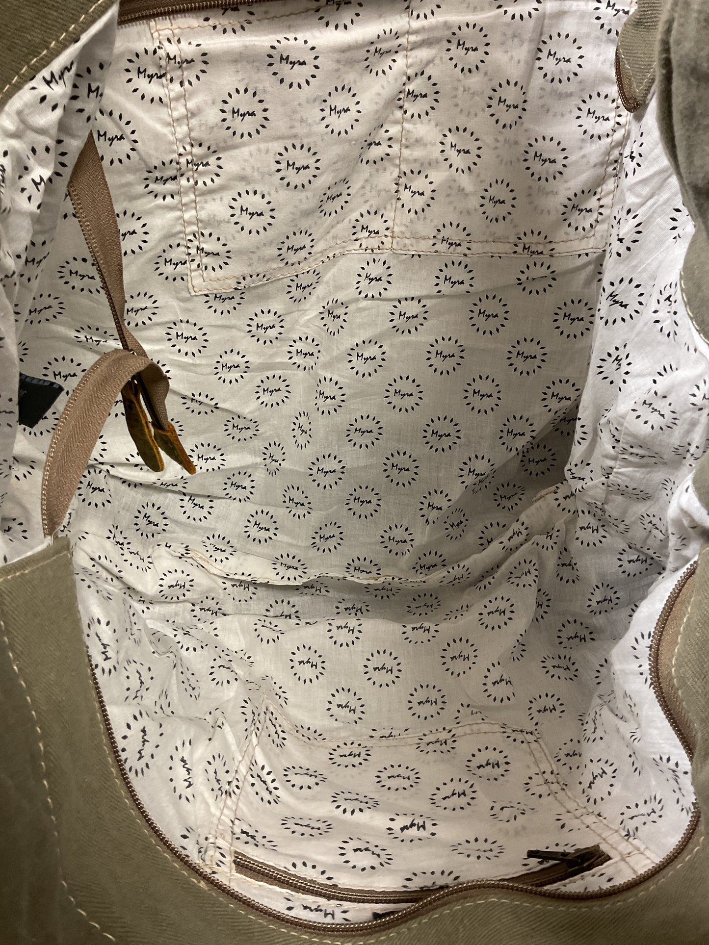 Tote By Myra In Brown & Cream, Size:Large
