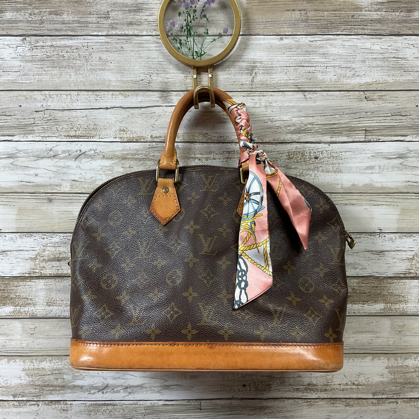 Handbag Luxury Designer By Louis Vuitton In Brown & Pink, Size:Medium AS-IS