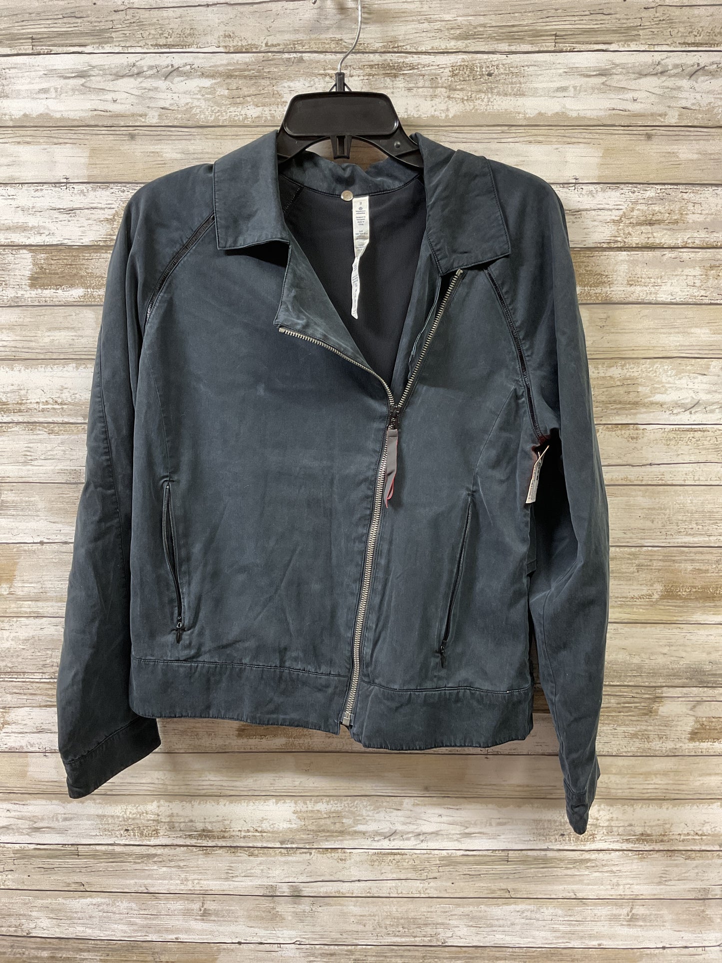 Athletic Jacket By Lululemon In Black, Size:8