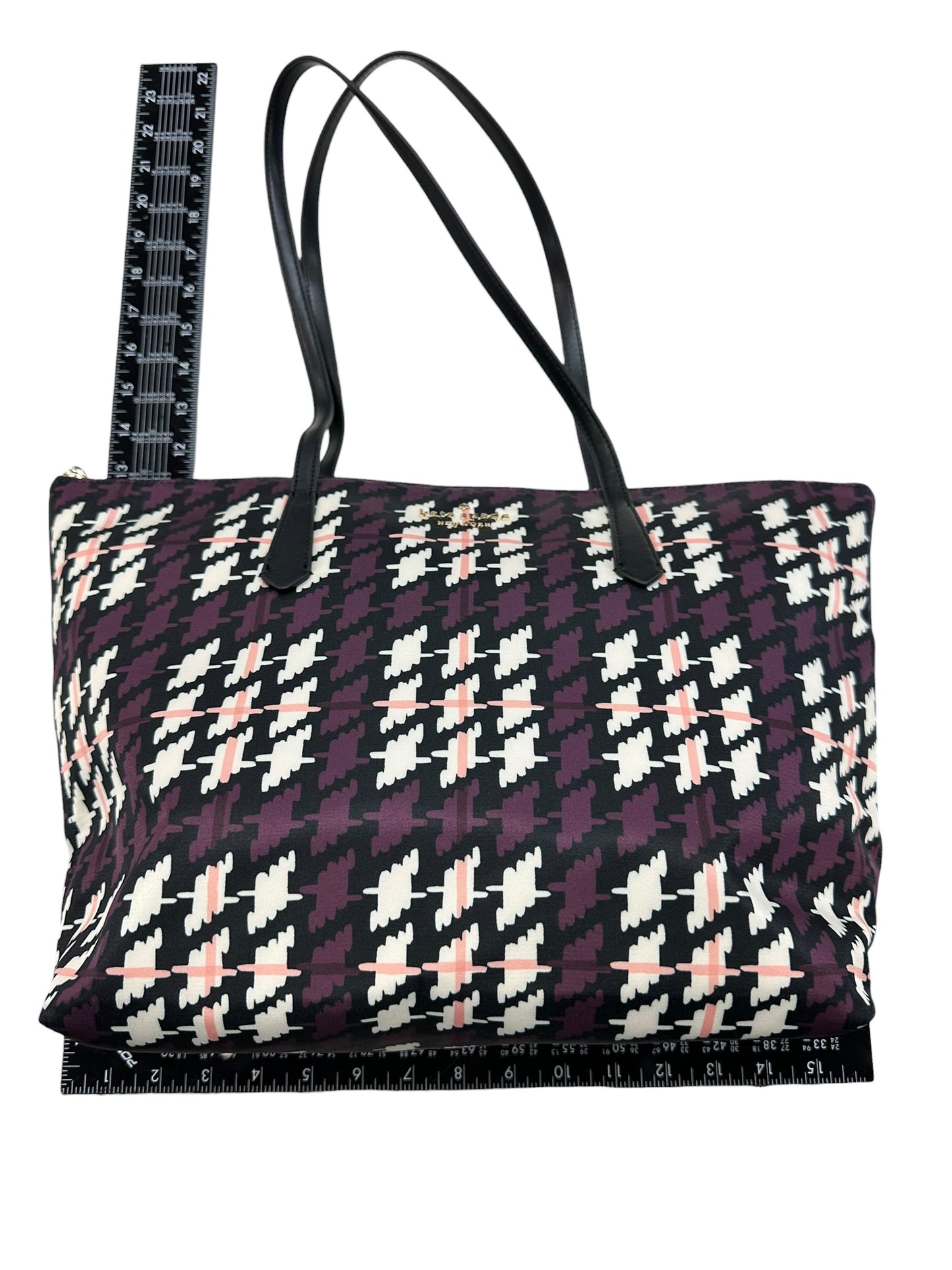 Tote Designer By Kate Spade In Purple & White, Size:Large