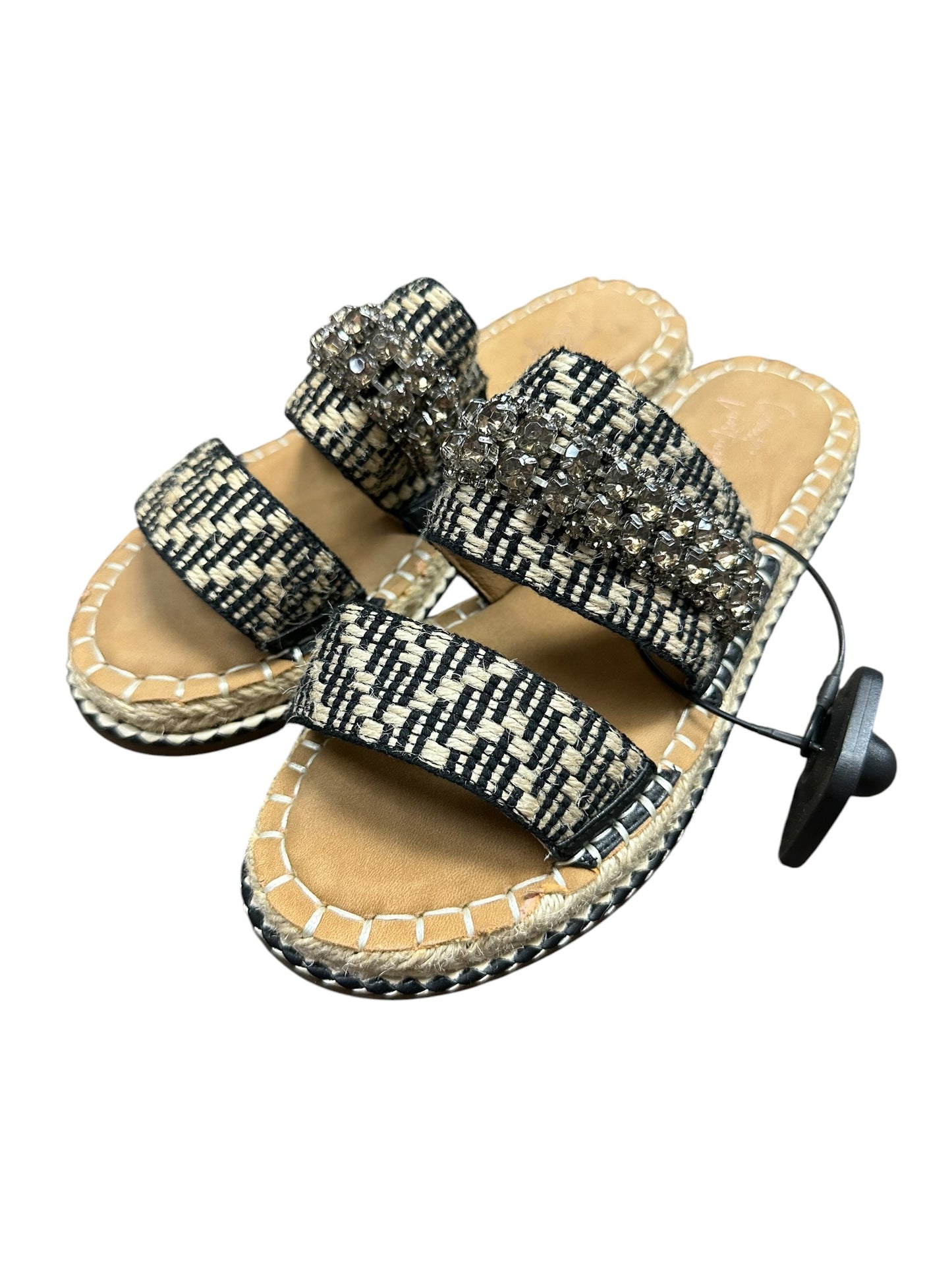 Sandals Flats By Crown Vintage In Black & Tan, Size:6