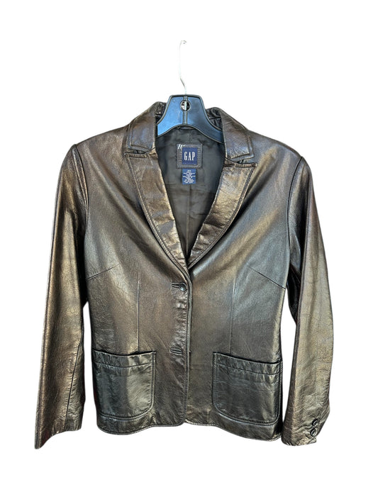 Jacket Leather By Gap In Black, Size:Xs