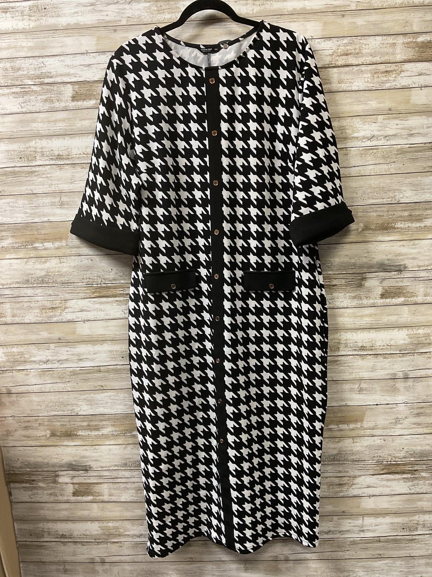 Dress Casual Midi By Shein In Black & White, Size:3