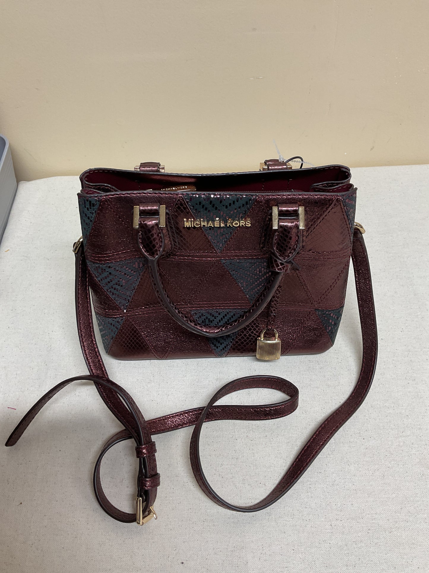 Crossbody Designer By Michael Kors In Purple, Size:Small