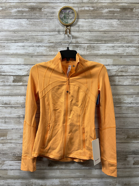 Athletic Jacket By Lululemon In Orange, Size:4