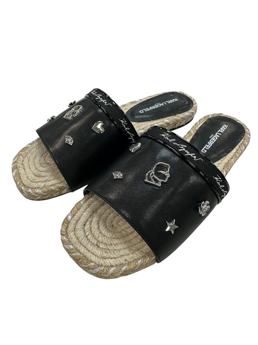 Sandals Designer By Karl Lagerfeld In Black & Tan, Size:7.5