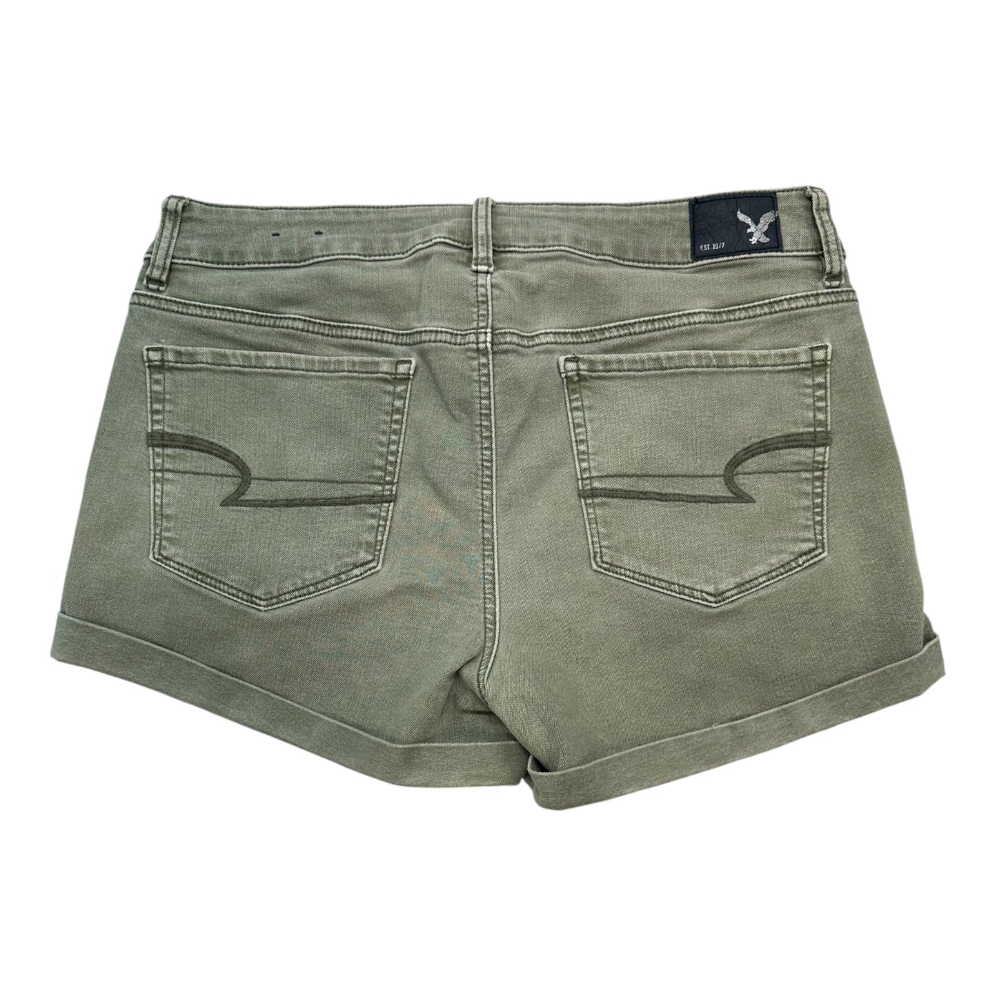 Shorts By American Eagle In Green Denim, Size:12