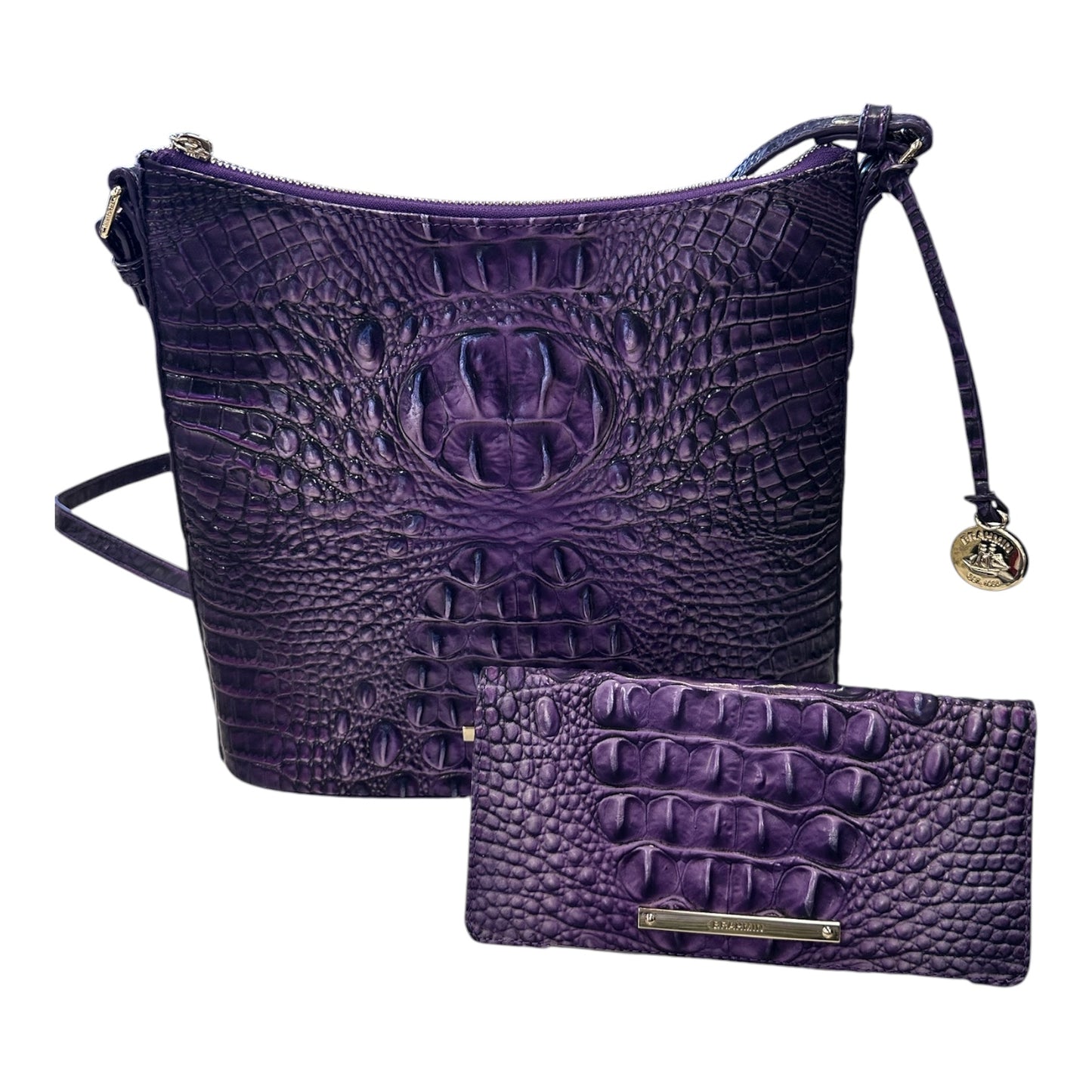 Crossbody Designer By Brahmin In Purple, Size:Medium