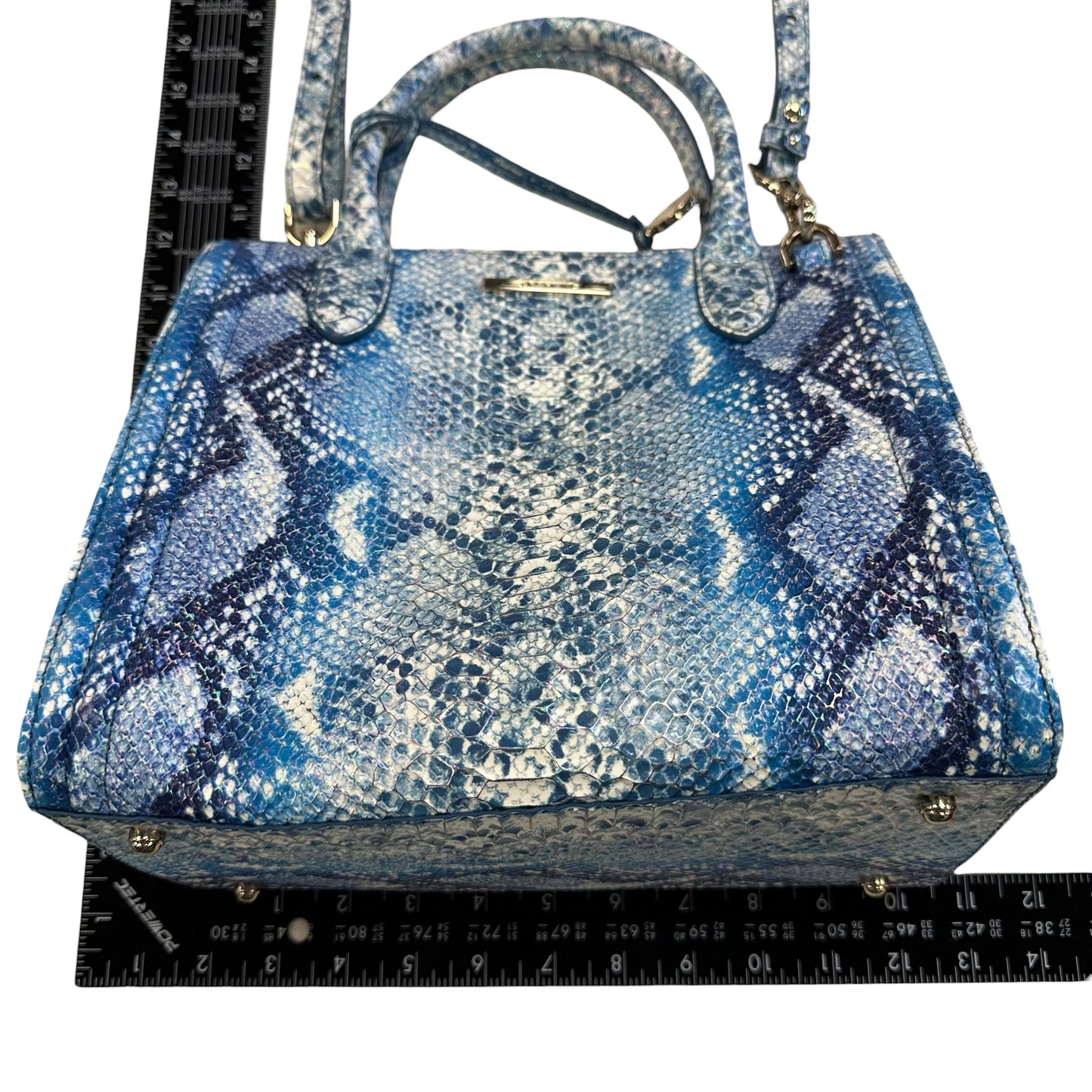 Handbag Designer By Brahmin In Blue & White, Size:Medium