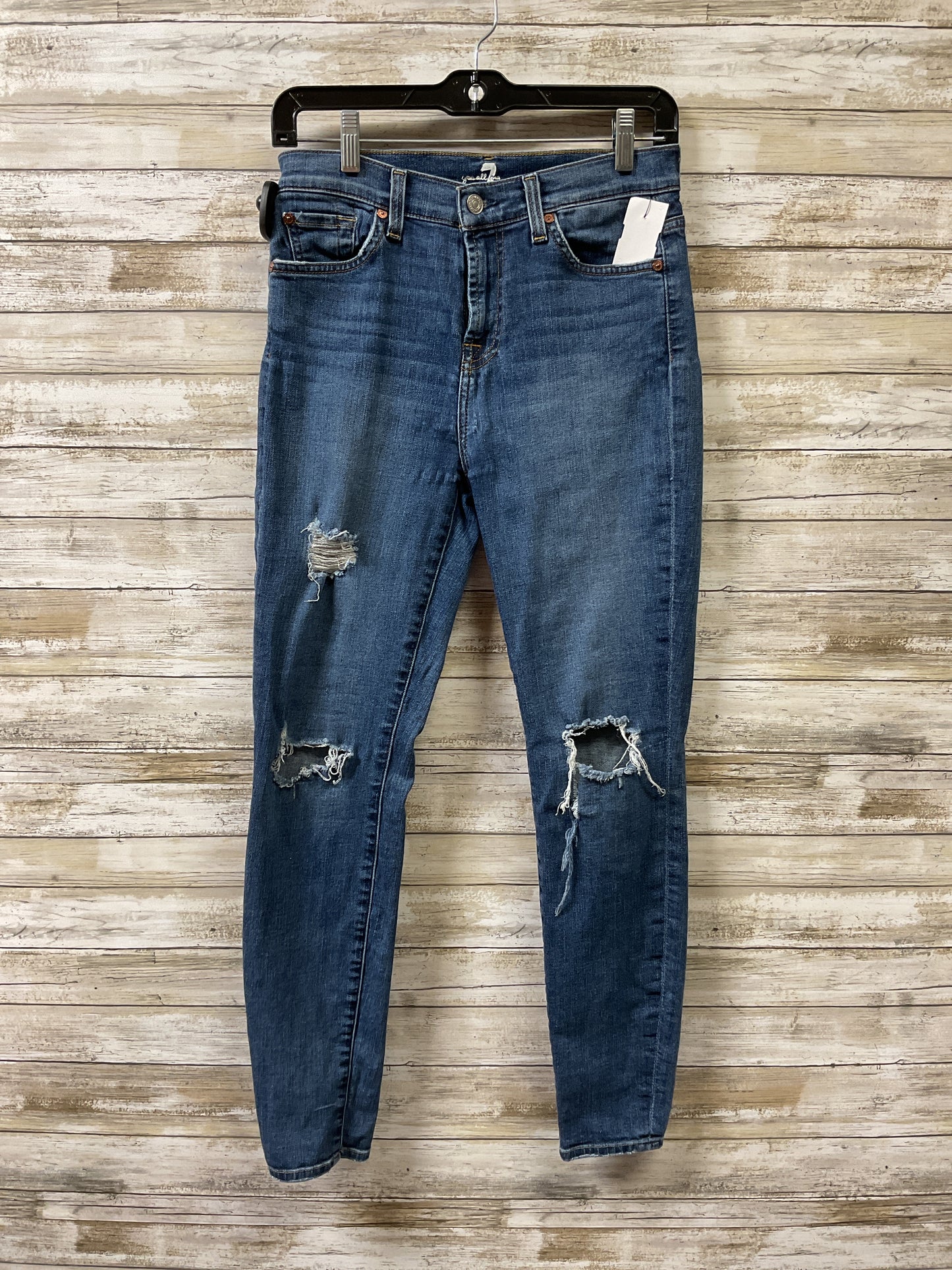 Jeans Skinny By 7 For All Mankind In Blue Denim, Size:4