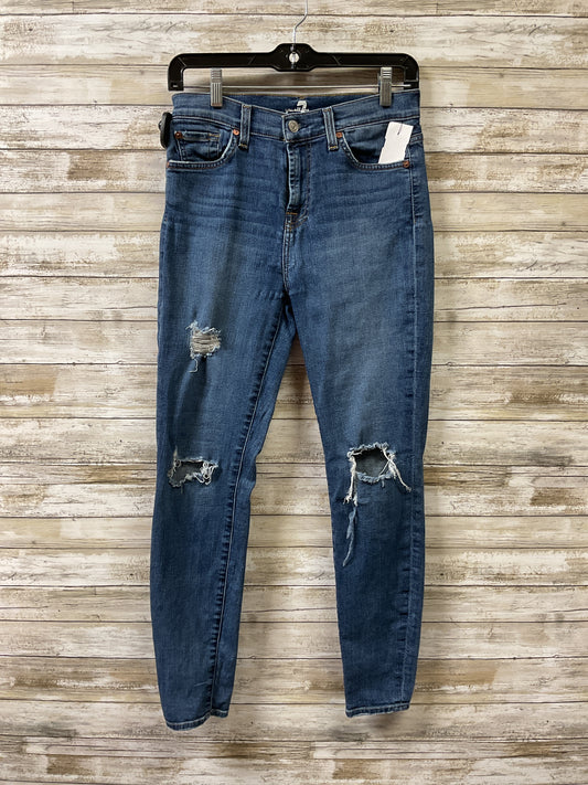 Jeans Skinny By 7 For All Mankind In Blue Denim, Size:4