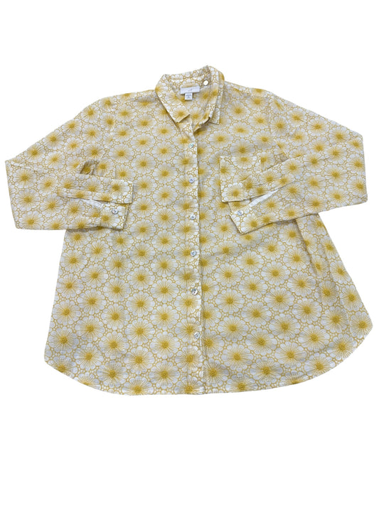 Top Ls By J. Jill In White & Yellow, Size:Xsp