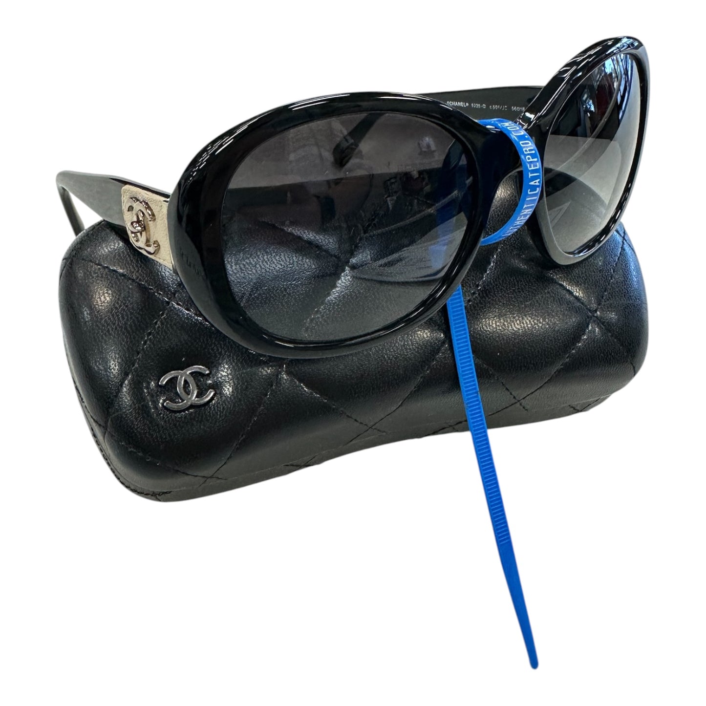 Sunglasses Luxury Designer By Chanel In Black, Size: