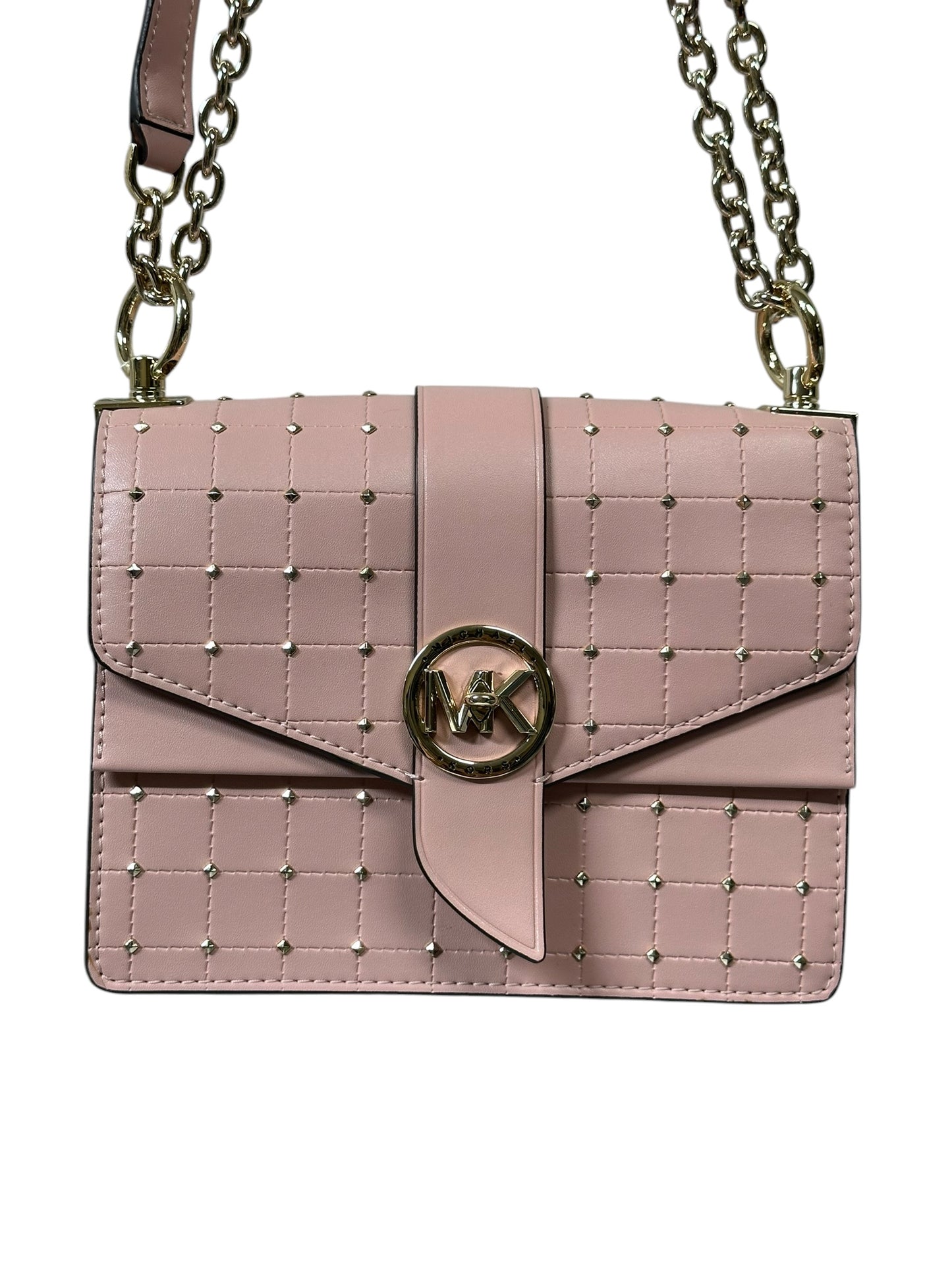 Handbag Designer By Michael Kors In Gold & Pink, Size:Small