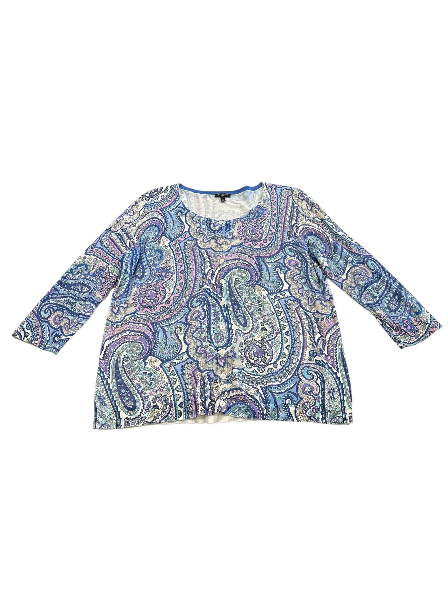 Cardigan By Talbots In Blue & Purple, Size:Xl