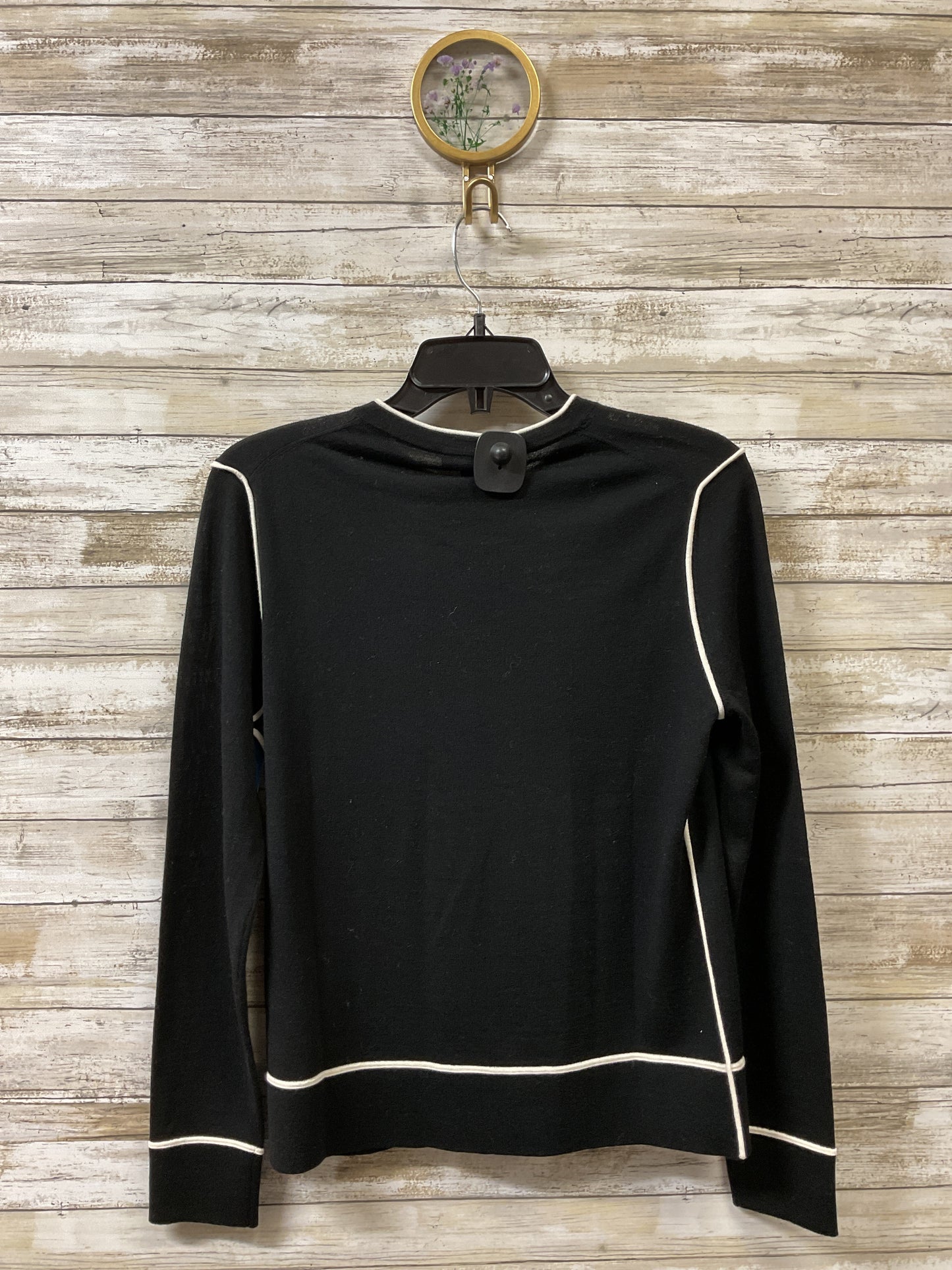 Sweater Cardigan Designer By Escada In Black & White, Size:S