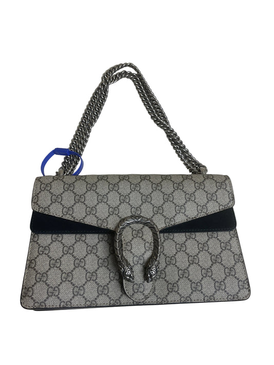 Handbag Luxury Designer By Gucci In Black & Tan, Size:Medium