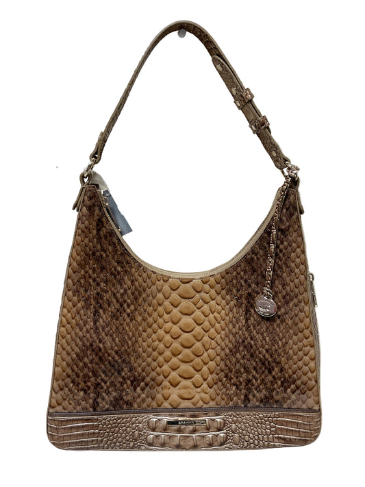 Handbag Designer By Brahmin In Brown & Gold, Size:Large