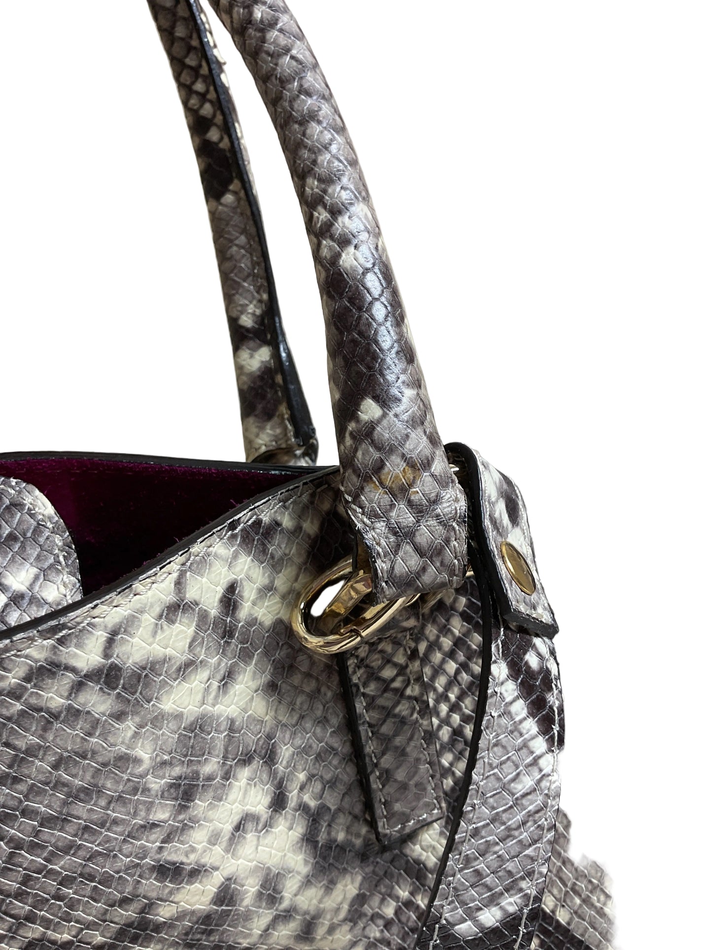 Handbag Leather By Cmb In Snakeskin Print, Size:Large