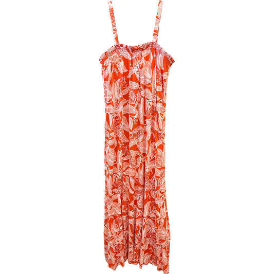 Dress Casual Maxi By Serra In Orange & White, Size:L