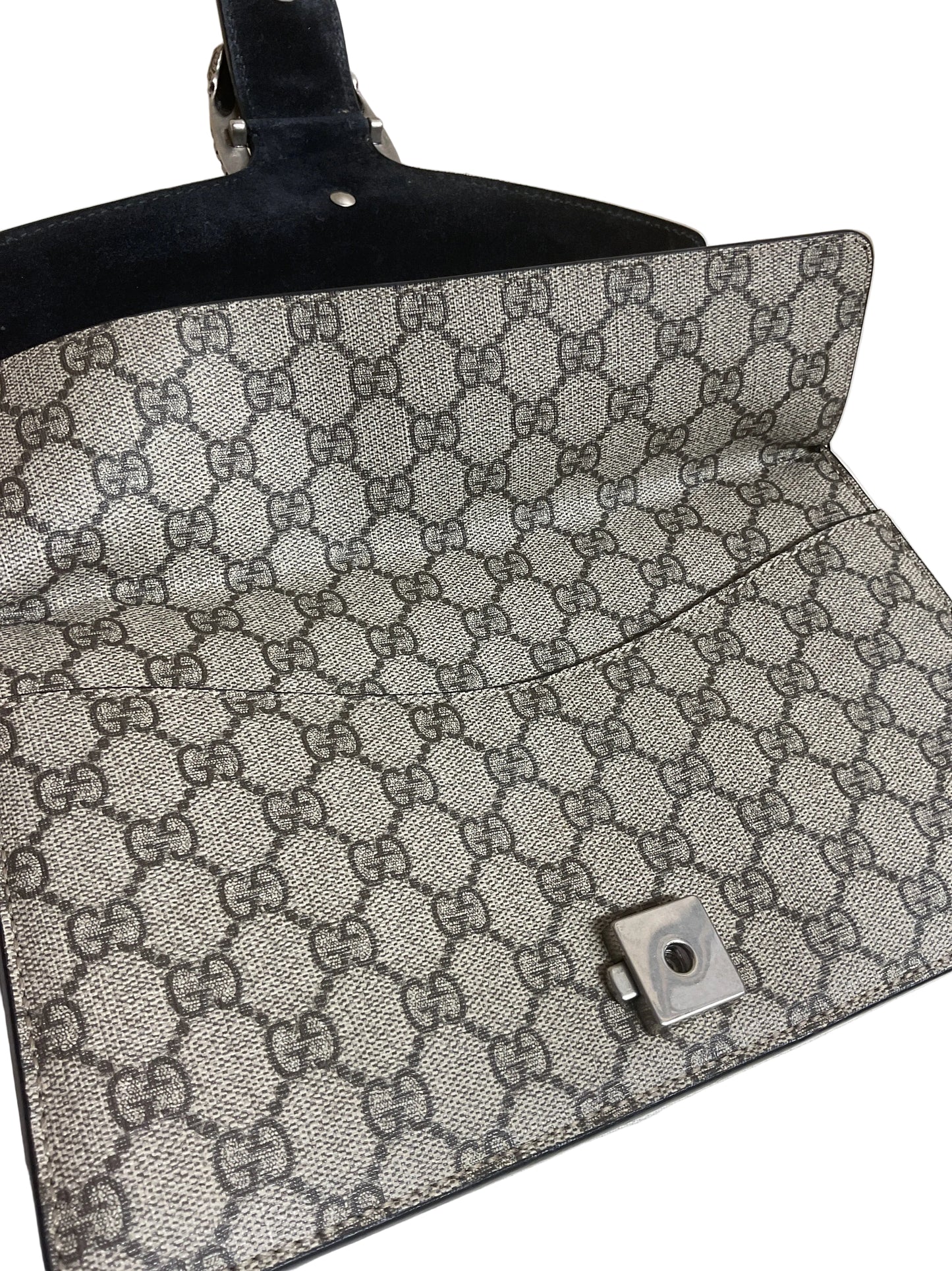 Handbag Luxury Designer By Gucci In Black & Tan, Size:Medium