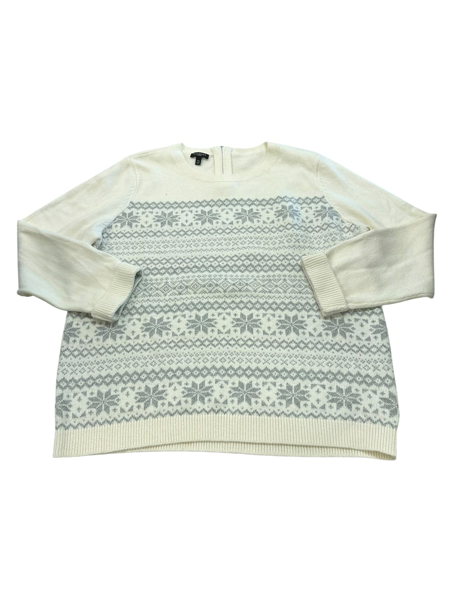 Sweater By Talbots In Grey & White, Size:Xl