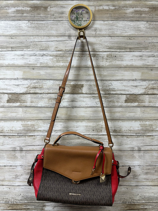 Handbag Designer By Michael Kors In Brown & Red, Size:Medium