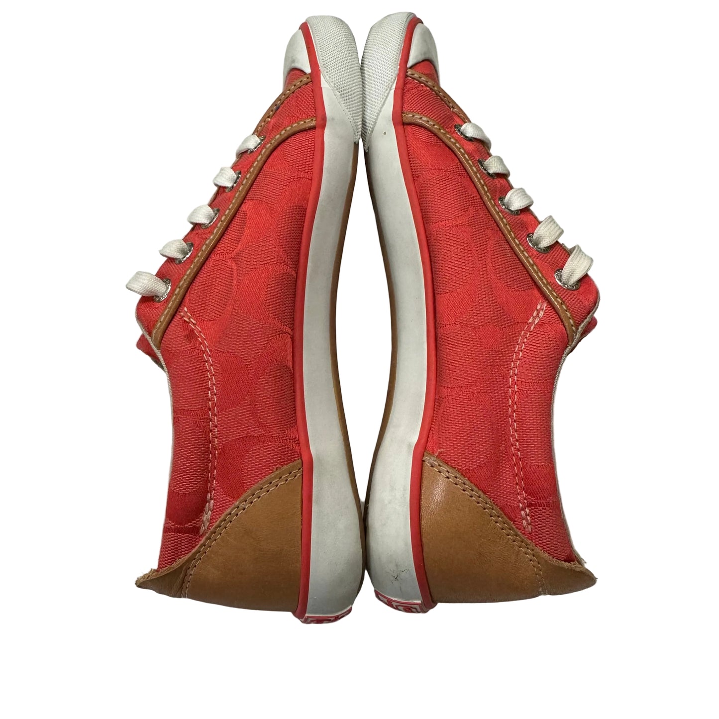 Shoes Designer By Coach In Red & Tan, Size:6.5