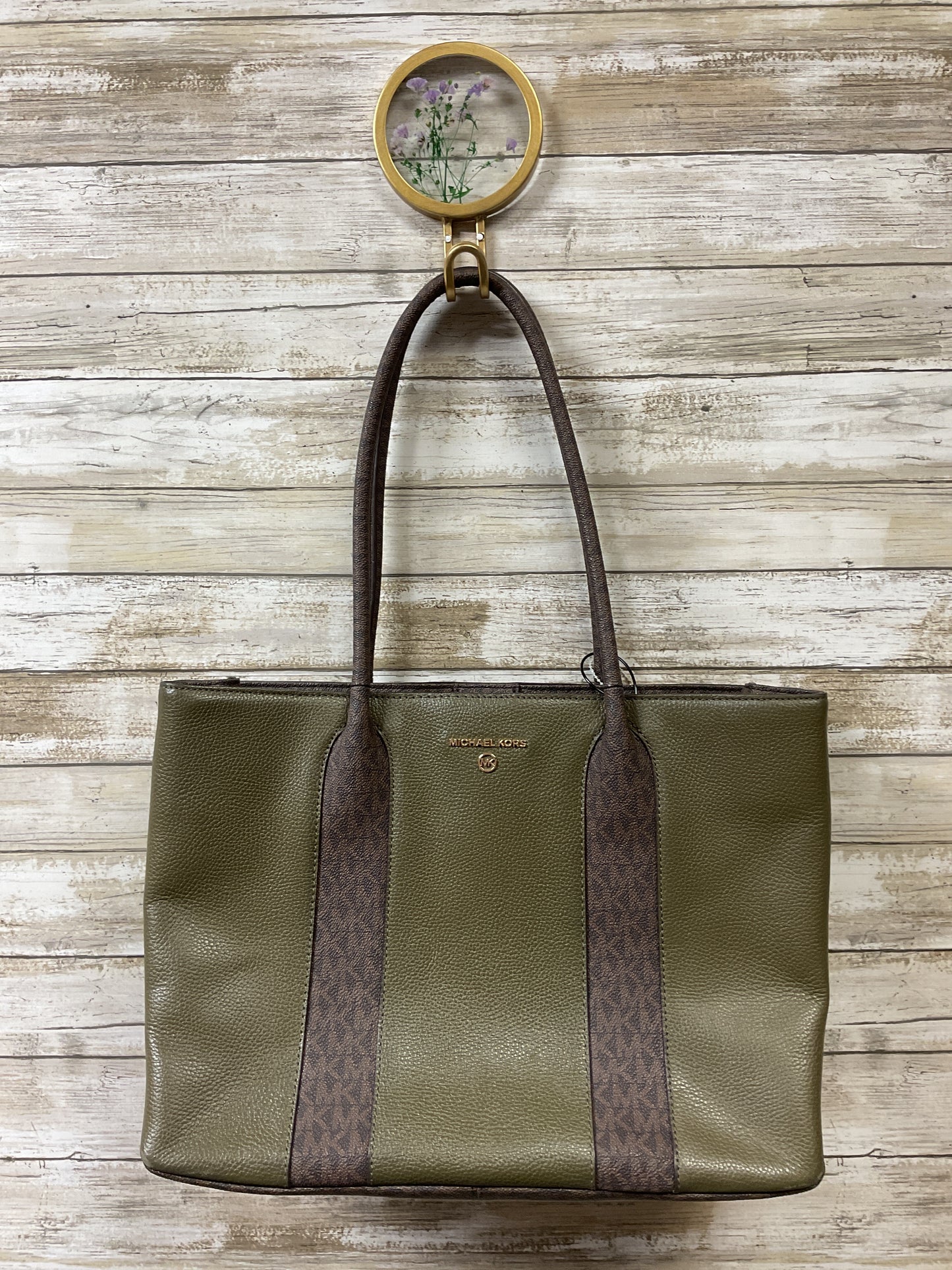 Handbag Designer By Michael Kors In Brown & Green, Size:Large