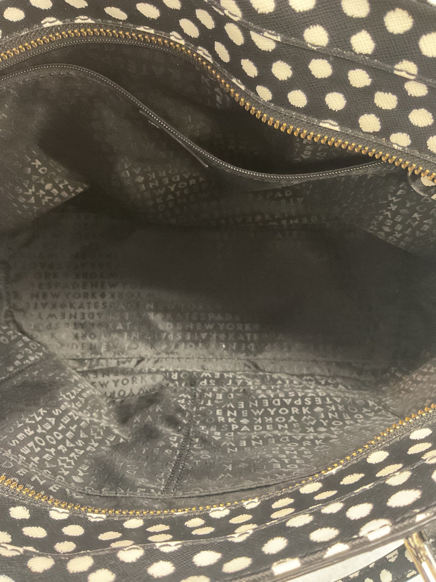 Handbag Designer By Kate Spade In Polkadot Pattern, Size:Medium