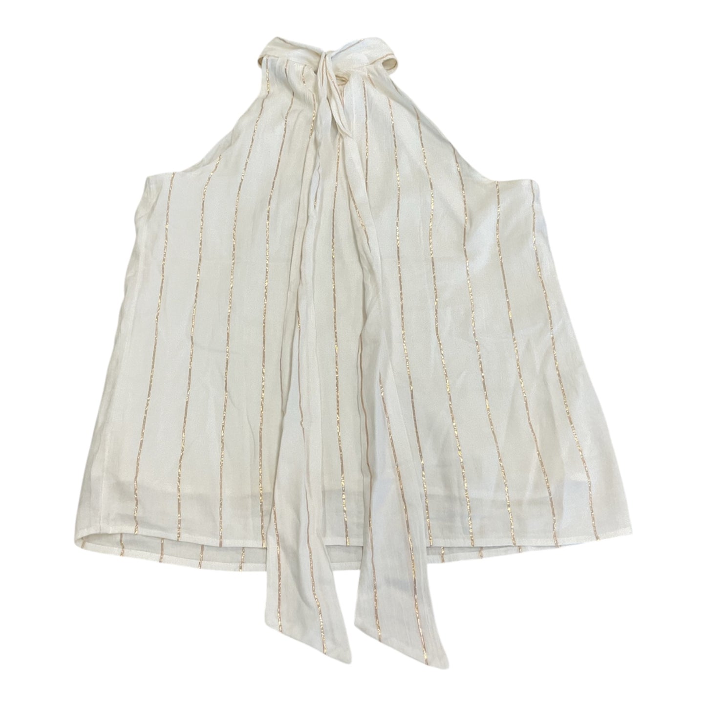 Top Sleeveless By Loft In Gold & White, Size:S