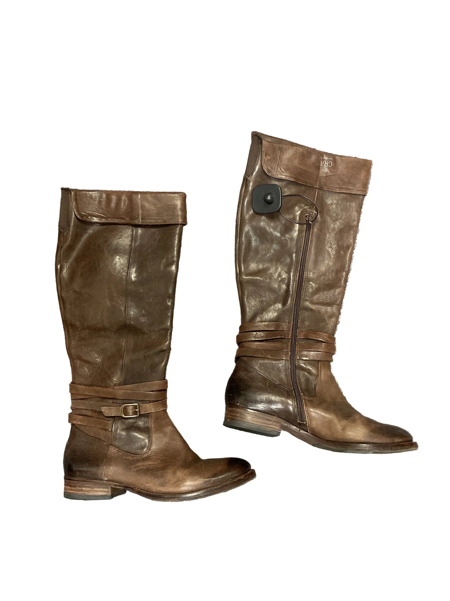 Boots Mid-Calf Flats By Saks Fifth Avenue In Brown, Size:7