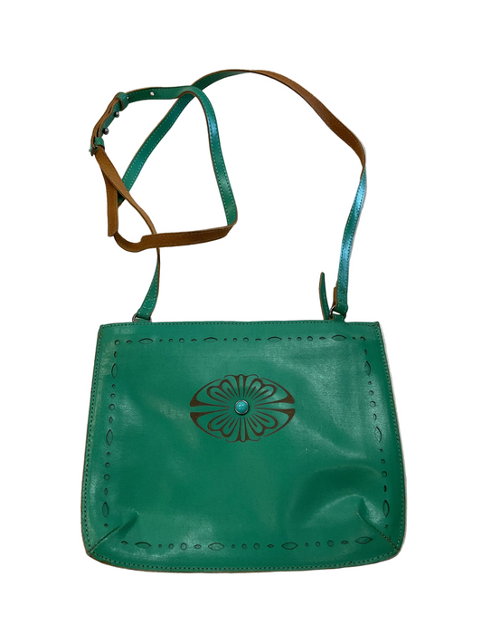 Crossbody Leather By Clothes Mentor In Green, Size:Small