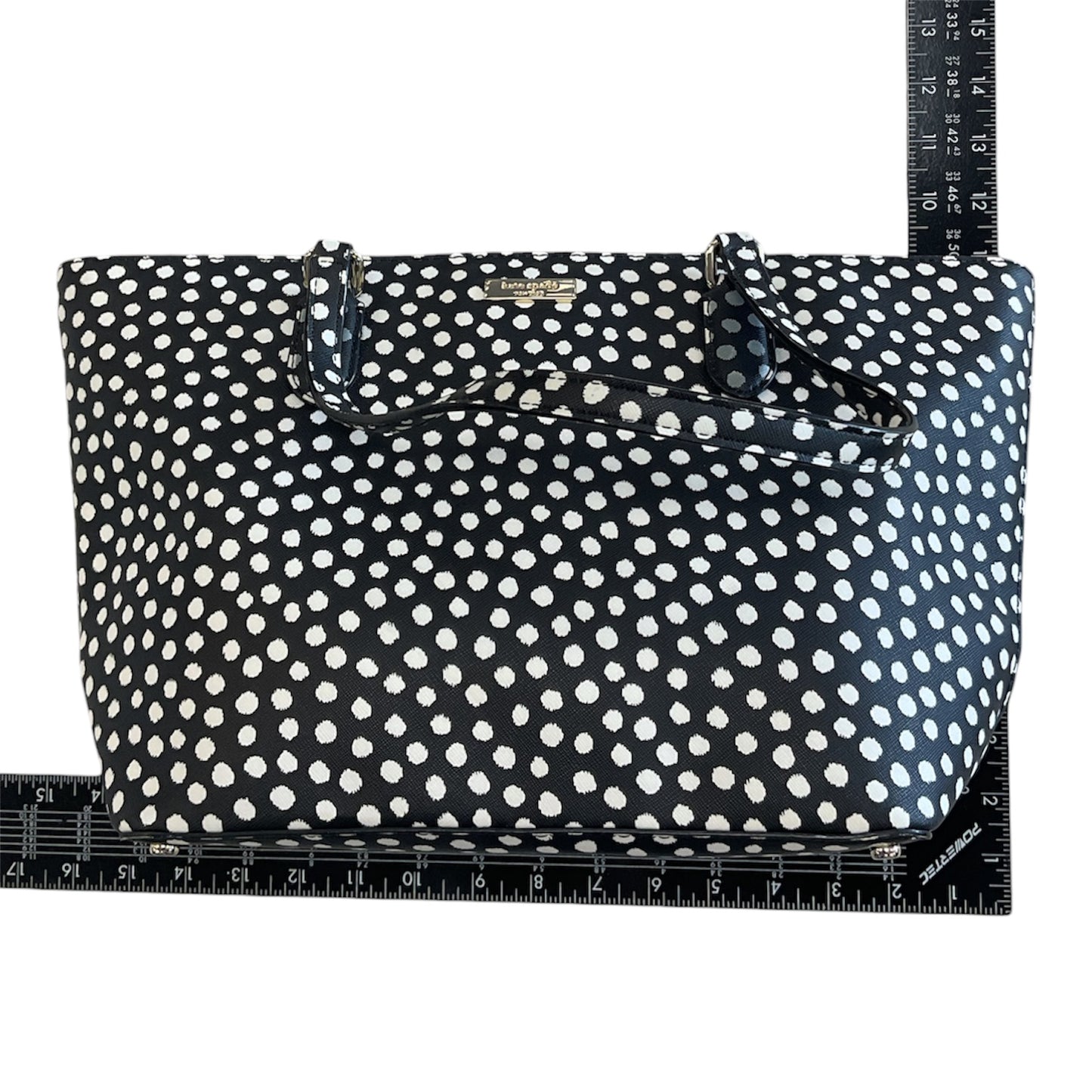 Handbag Designer By Kate Spade In Polkadot Pattern, Size:Medium