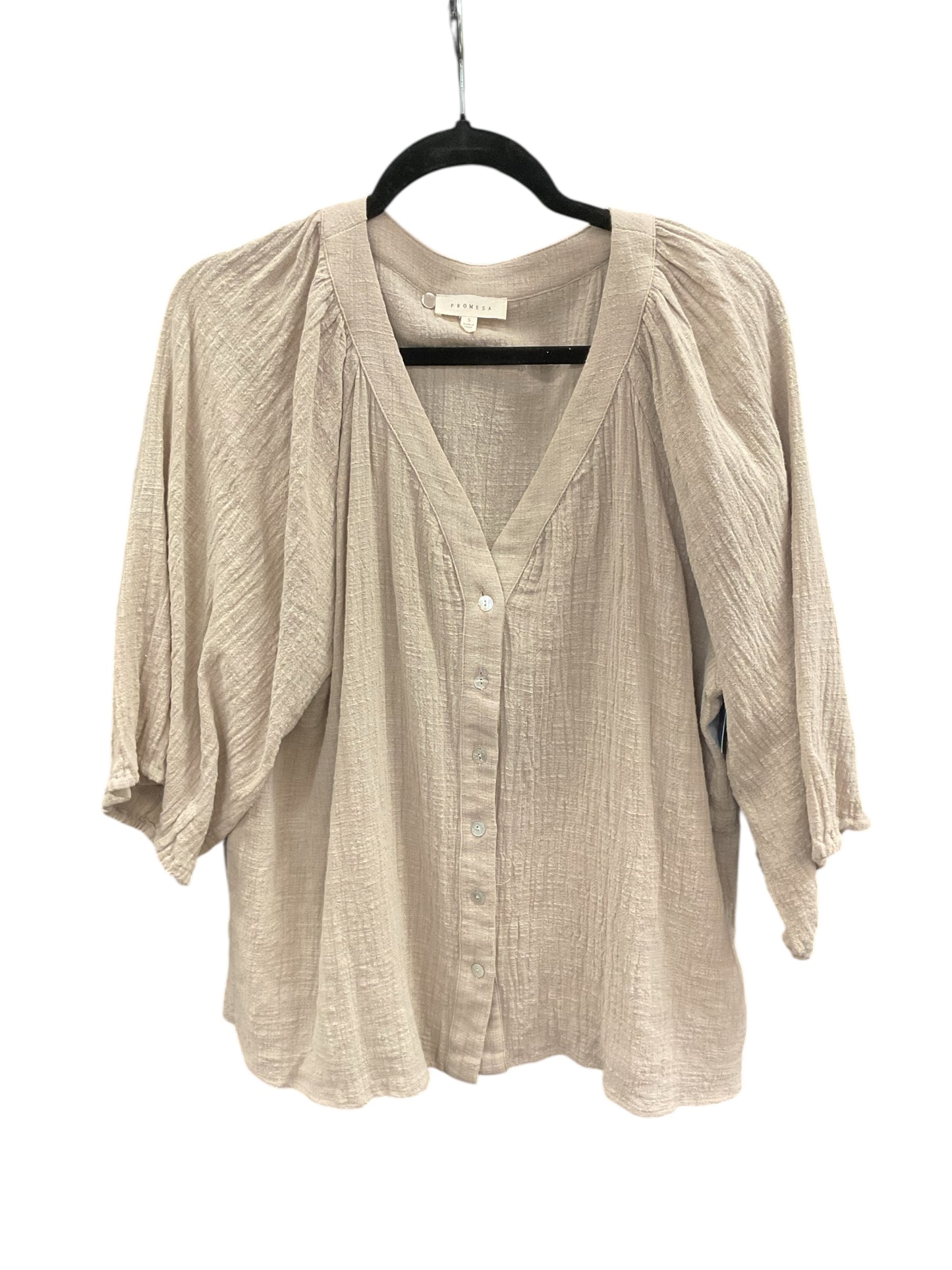 Blouse 3/4 Sleeve By Promesa In Beige, Size:S