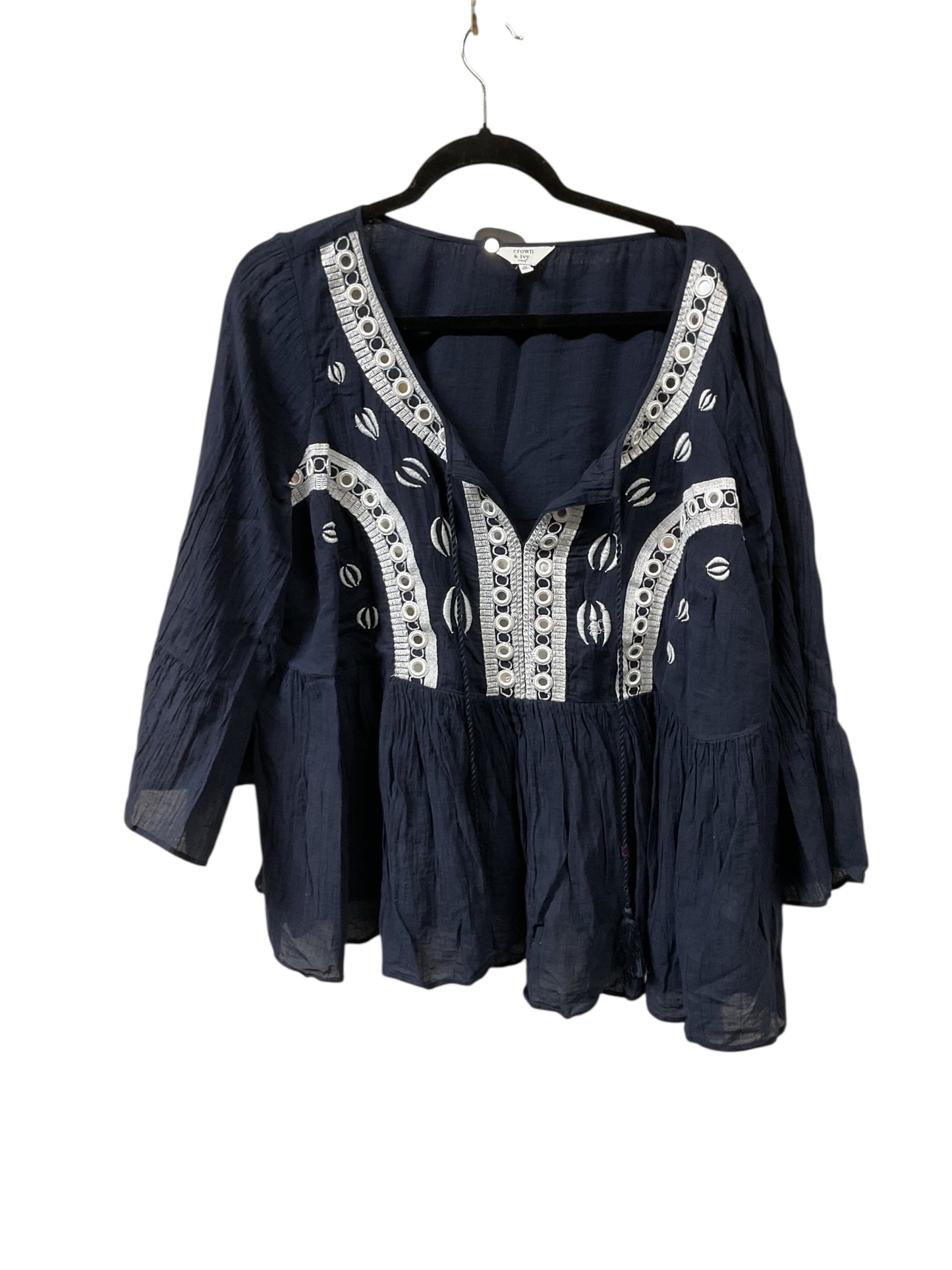 Top Ls By Crown And Ivy In Navy, Size:2X